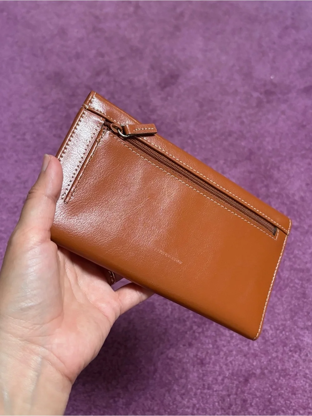 mundi Tan Leather Flap Wallet